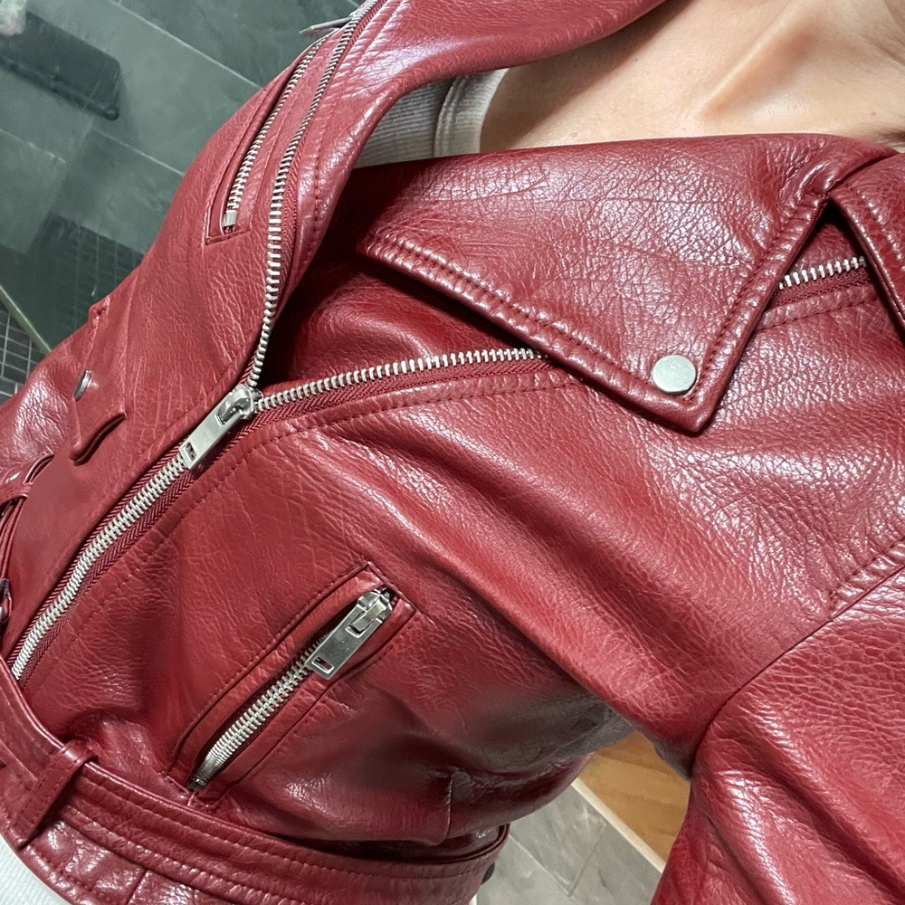 Zara Deep Red faux Leather Jacket